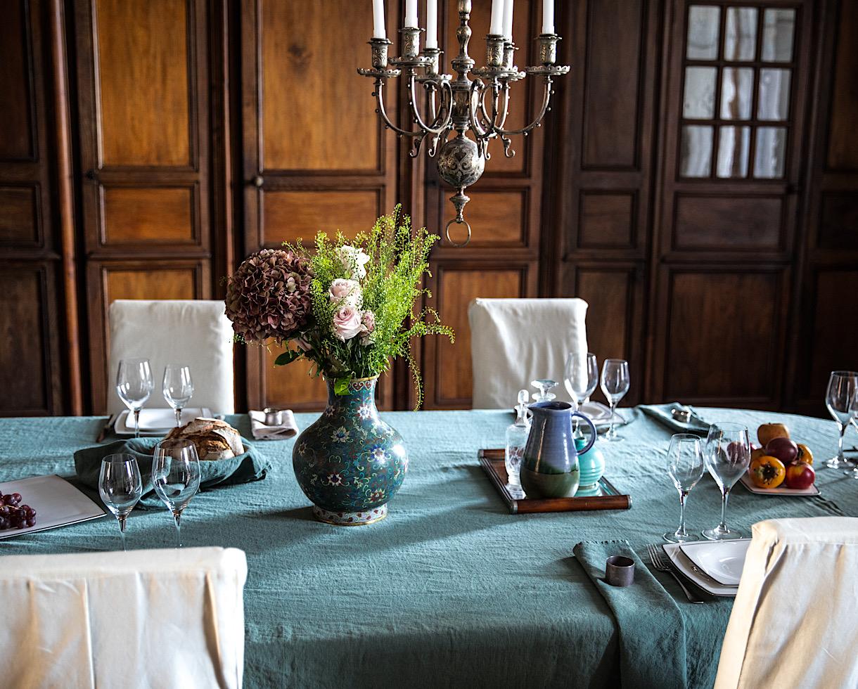 Linen tablecloth Jade - Couleur Chanvre