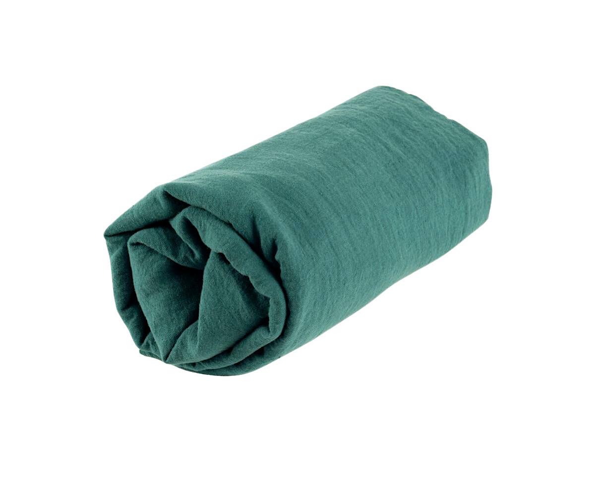 Drap housse en lin Vert Emeraude - Couleur Chanvre