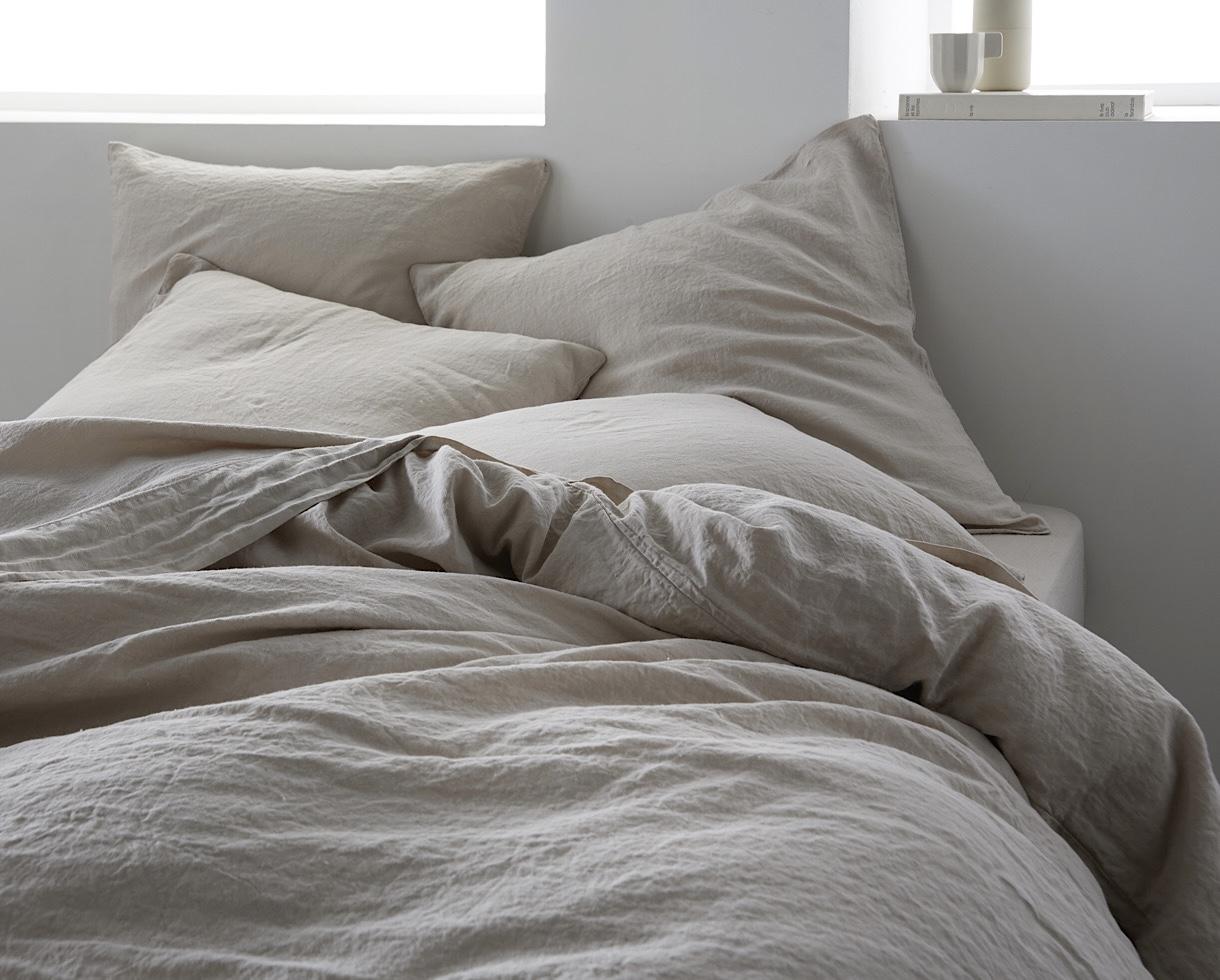 Linen fitted sheet Pearl Grey - Couleur Chanvre