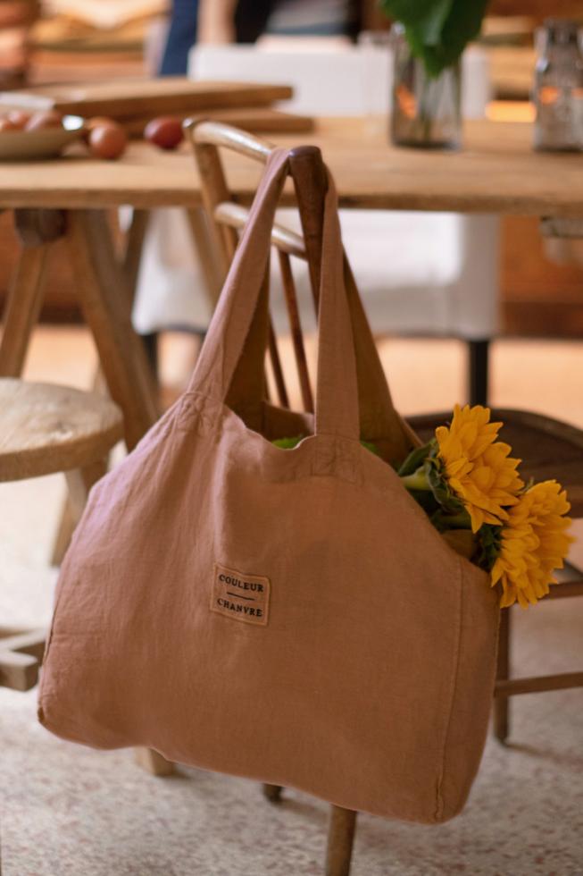 Sac cabas en chanvre pur Rose des sables - Couleur Chanvre